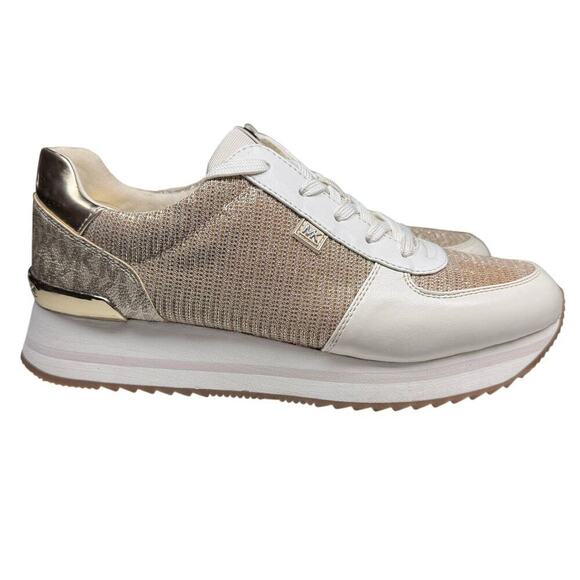 Michael Michael Kors Monique Trainer Gold and White Sparkle Size 10M - Picture 3 of 16
